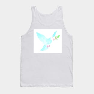 Watercolor dove with olive branch. Flying bird. Easter. Bible. Religion. Holiday art decoration, sketch. Illustration hand drawn modern Tank Top